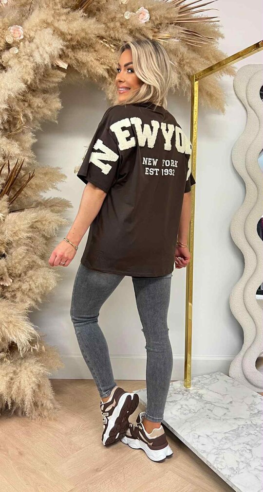 NEW YORK TEDDY TEKST T-SHIRT 7191 BROWN