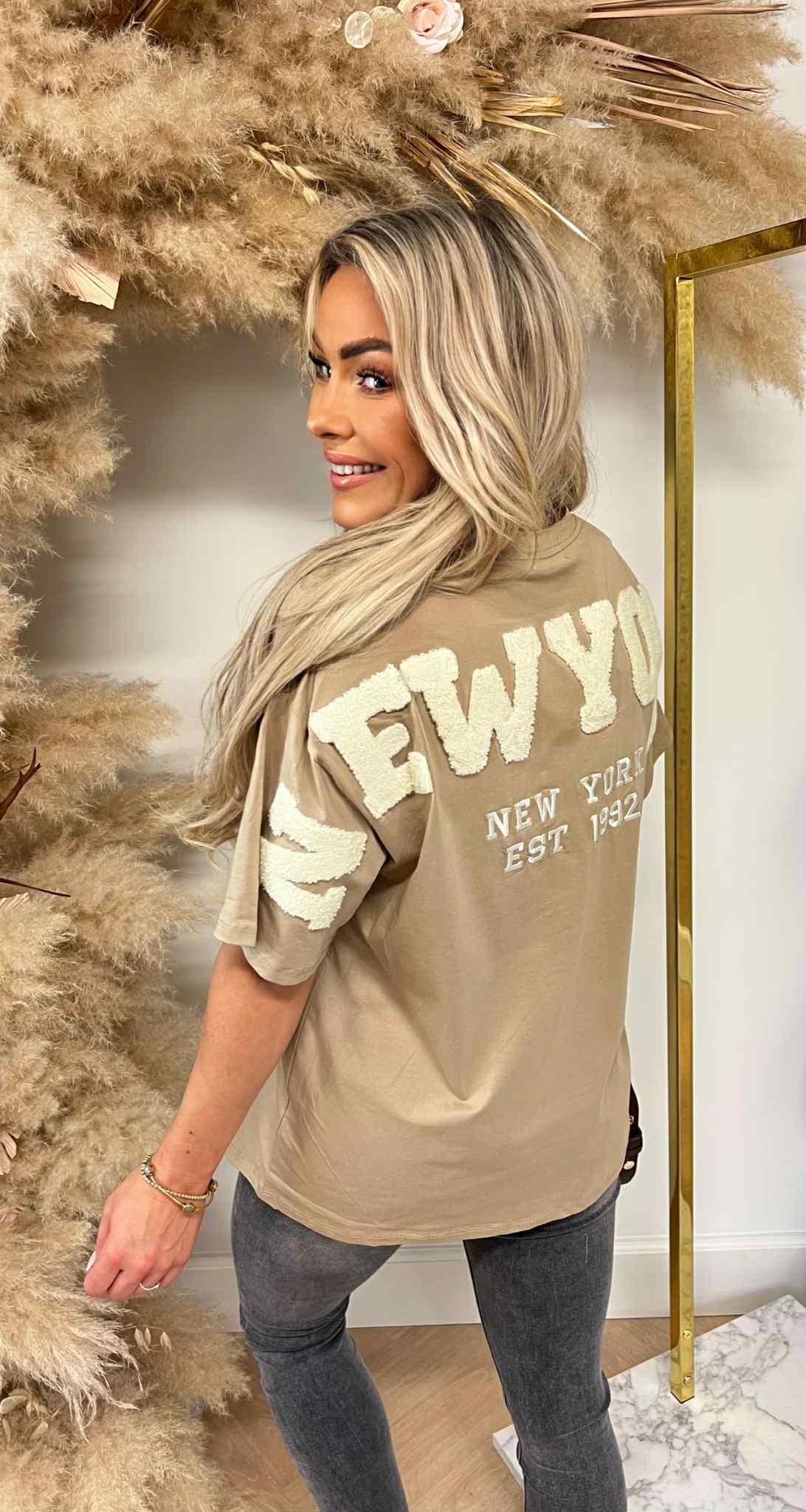 NEW YORK TEDDY TEKST T-SHIRT 7191 TAUPE NEW YORK TEDDY TEKST T-SHIRT 7191 TAUPE