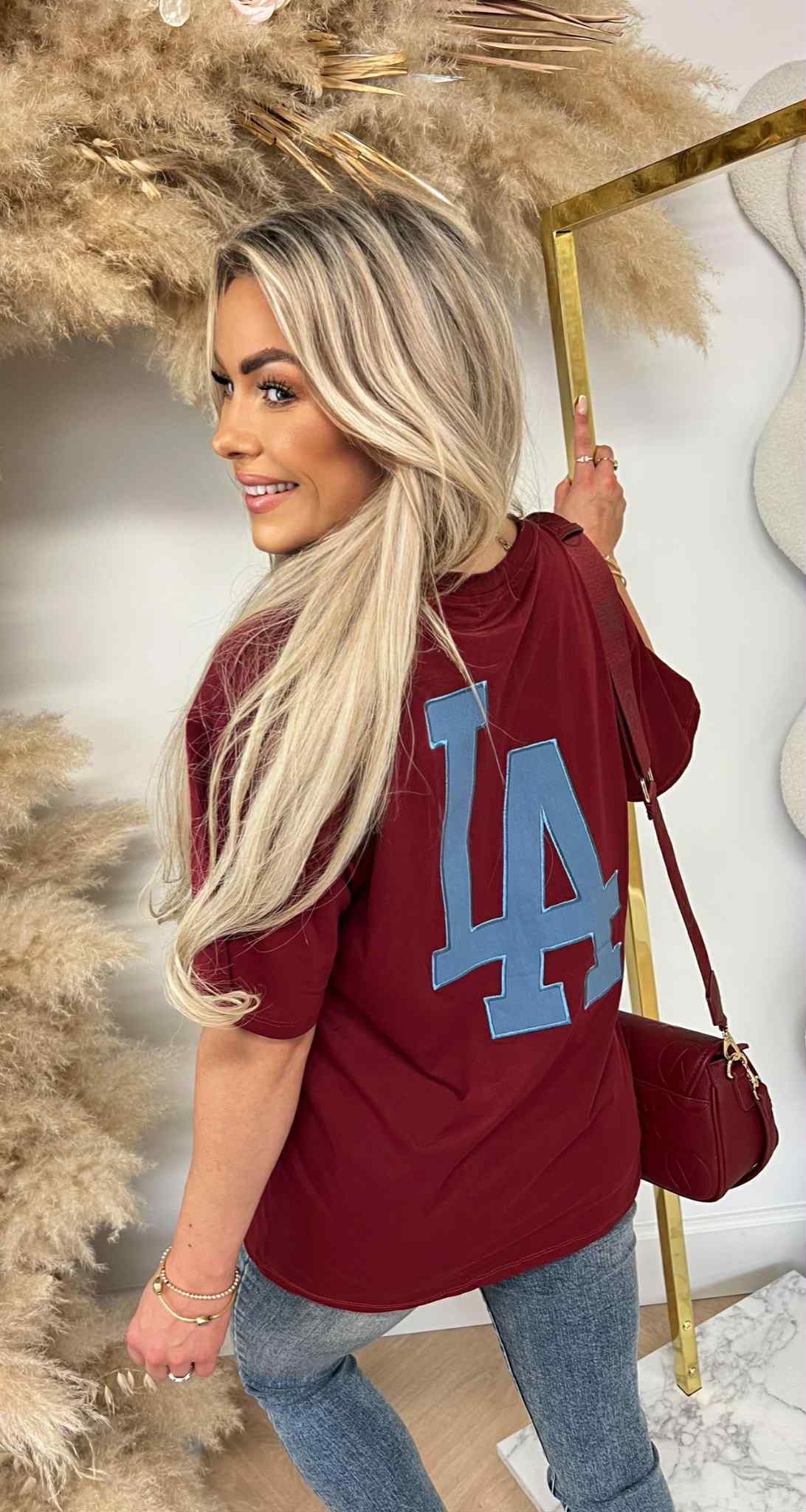 LA OVERSIZED BASIC TEE 7229 BURGUNDY