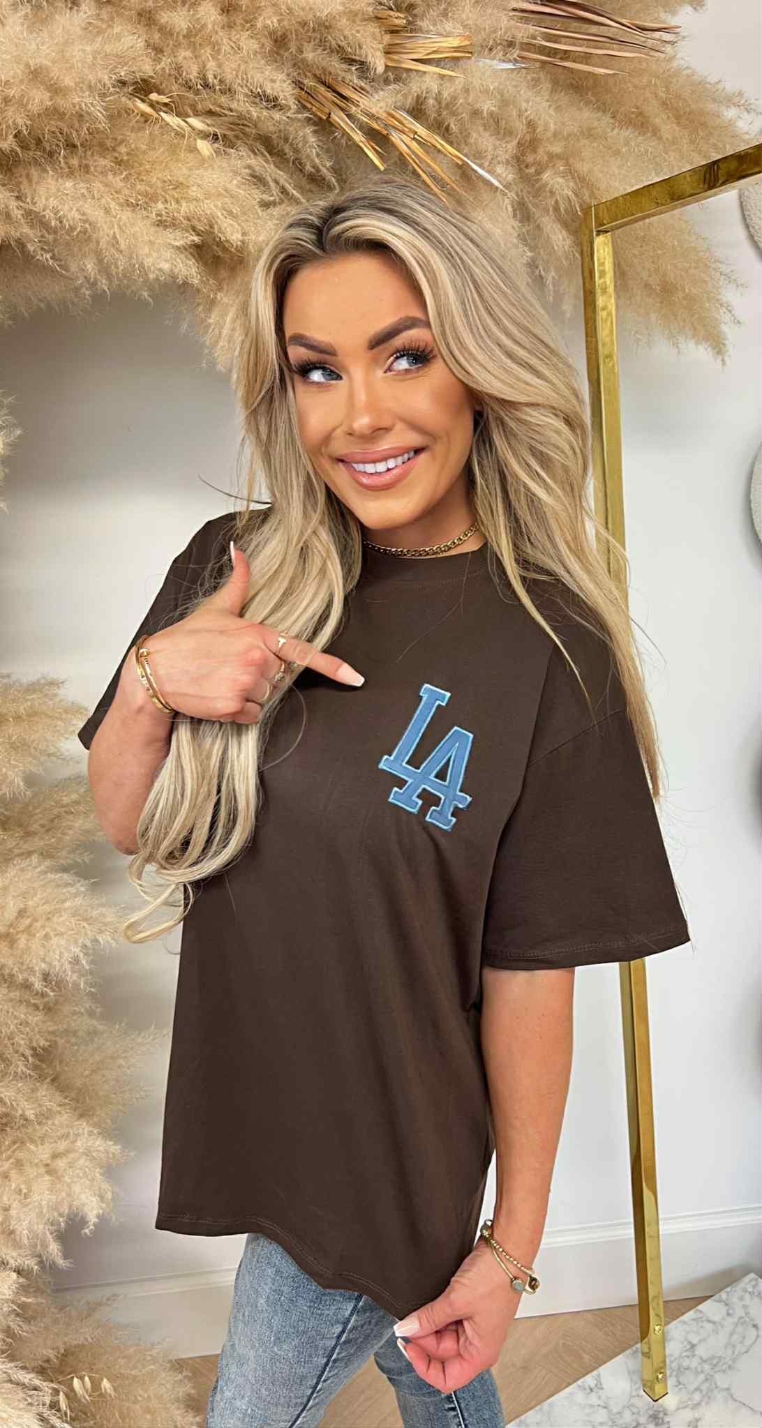 LA OVERSIZED BASIC TEE 7229 BROWN