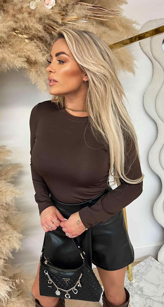 BASIC LONG SLEEVE TEE BROWN