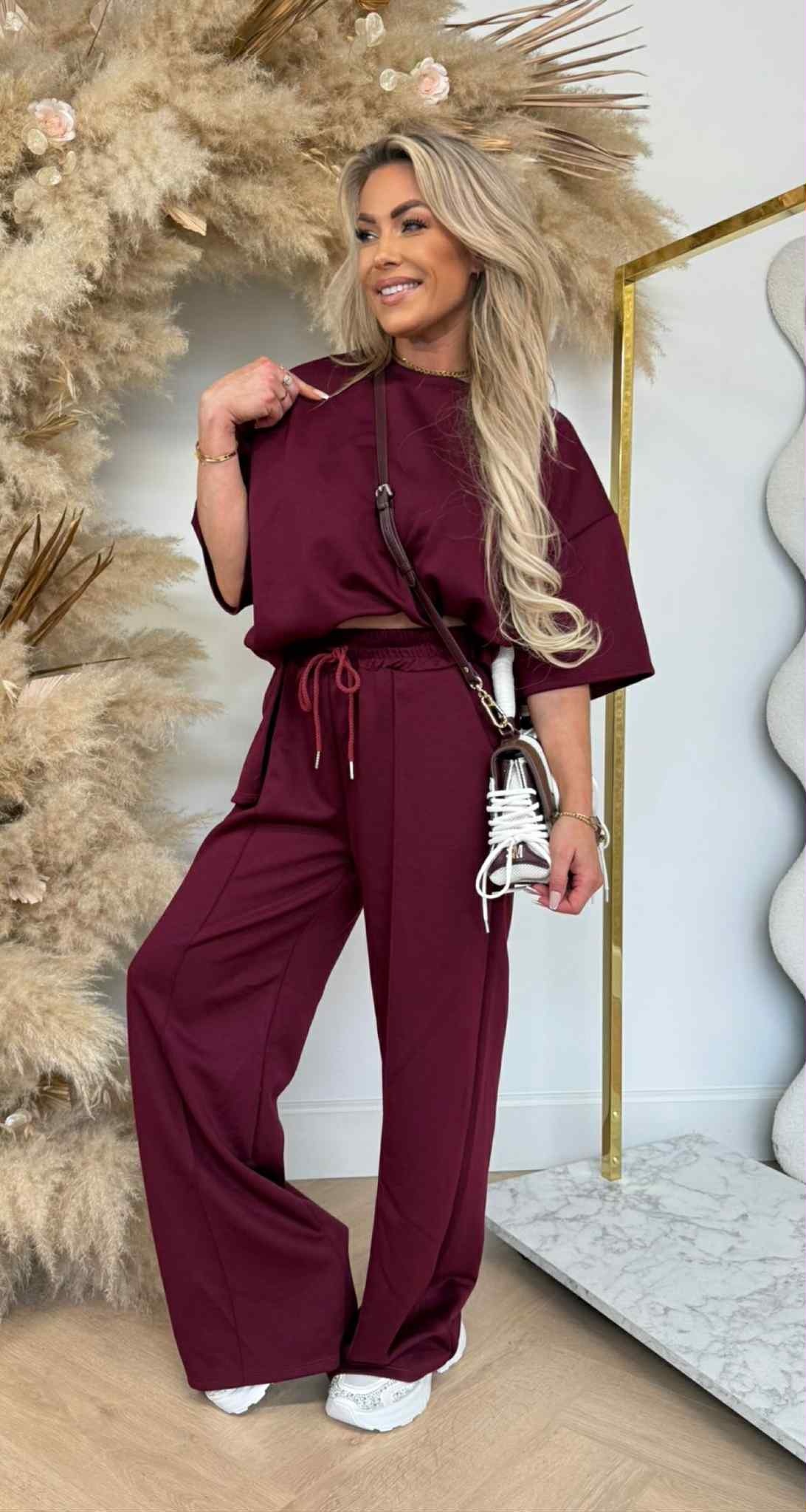 DORI SPLIT SET BURGUNDY