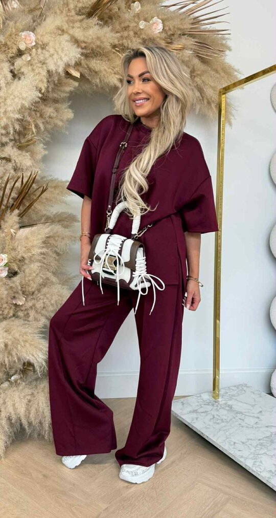 DORI SPLIT SET BURGUNDY