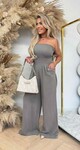 NALA STRAPLESS COTTON JUMPSUIT TAUPE