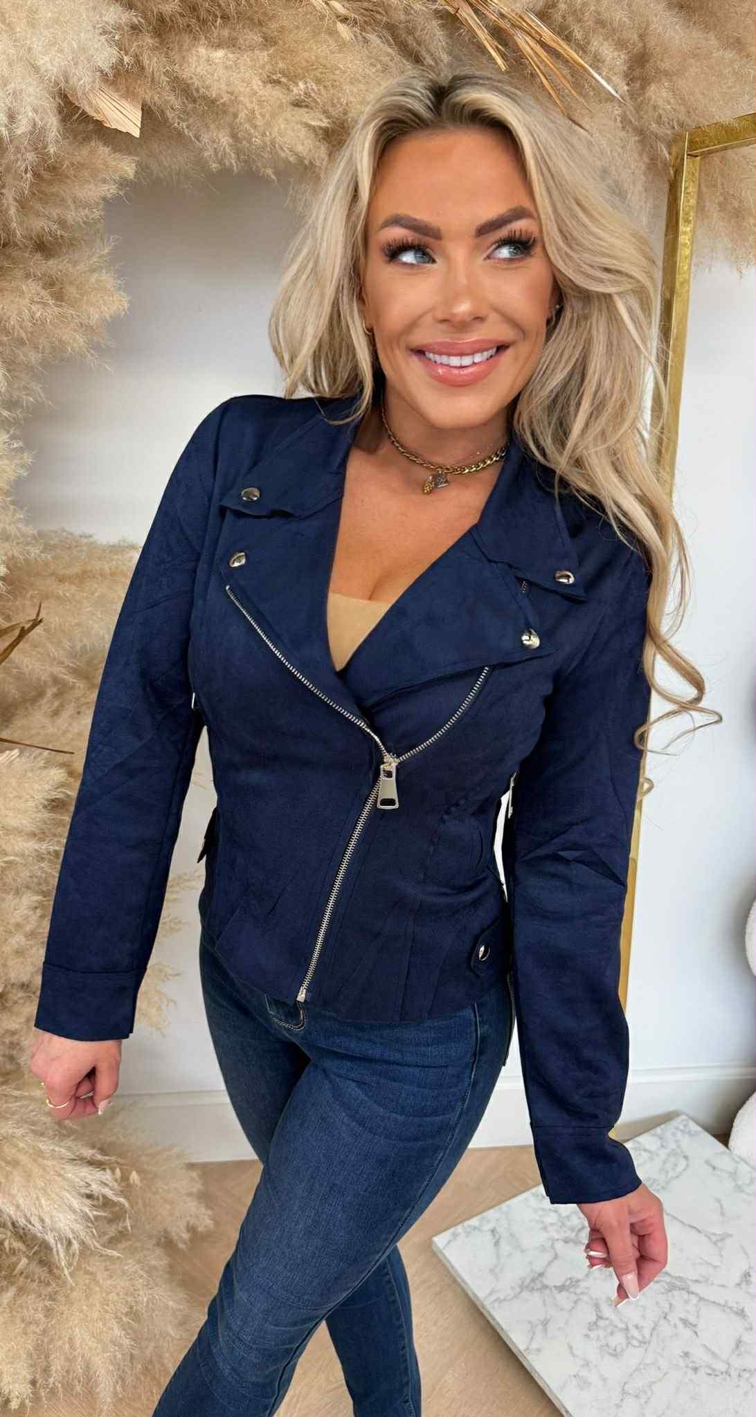 SUEDINE ZIP JACKET 3346 NAVY SUEDINE ZIP JACKET 3346 NAVY