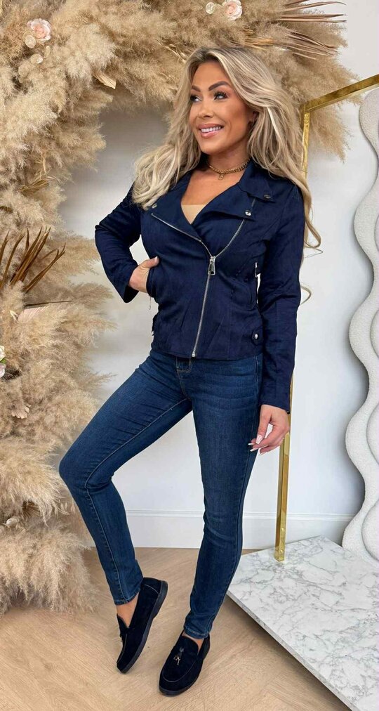 SUEDINE ZIP JACKET 3346 NAVY