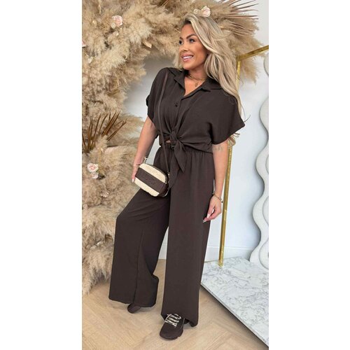 SUMMER VIBE SET BLOUSE+PANTS CHOCO SUMMER VIBE SET BLOUSE+PANTS CHOCO