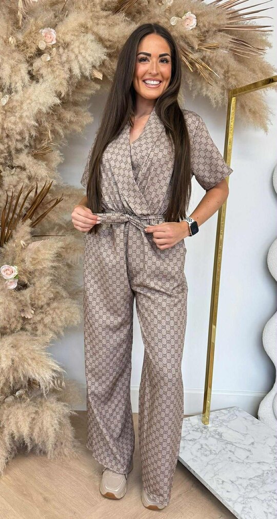 INSPIRED CIRCLE JUMPSUIT BEIGE INSPIRED CIRCLE JUMPSUIT BEIGE