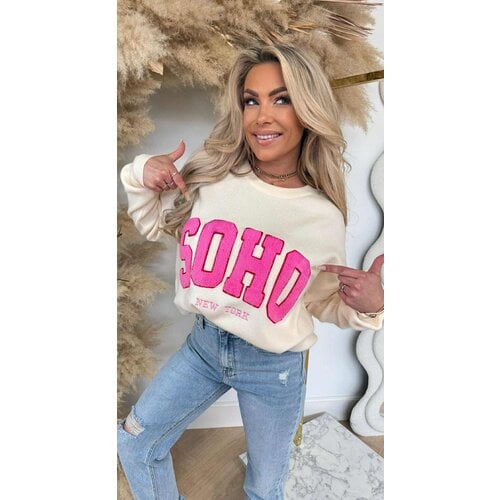 SOHO TEDDY TEKST SWEAT 388122 BEIGE SOHO TEDDY TEKST SWEAT 388122 BEIGE