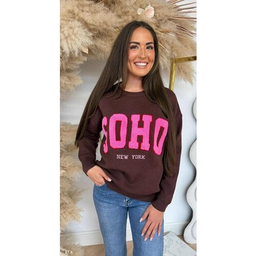SOHO TEDDY TEKST SWEAT 388122 CHOCO SOHO TEDDY TEKST SWEAT 388122 CHOCO