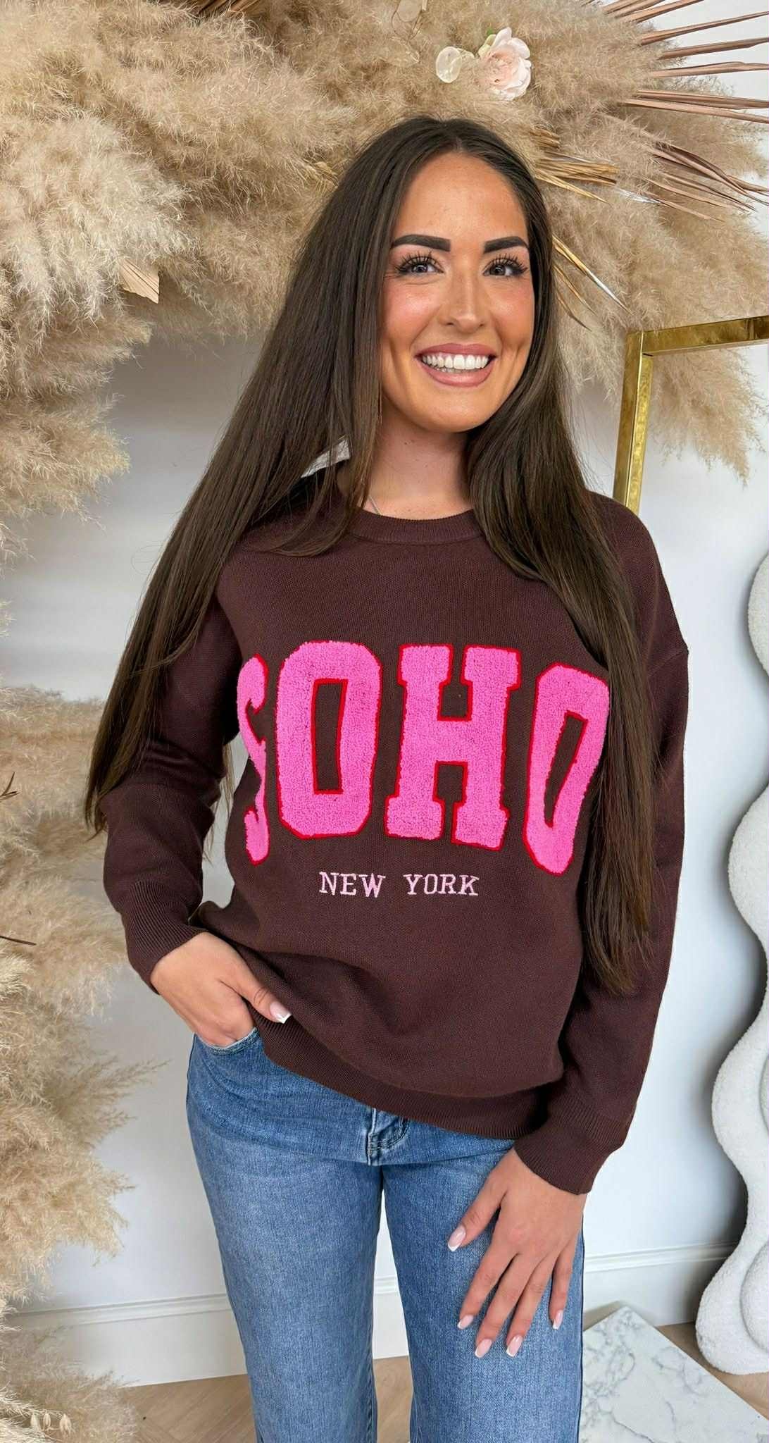 SOHO TEDDY TEKST SWEAT 388133 CHOCO