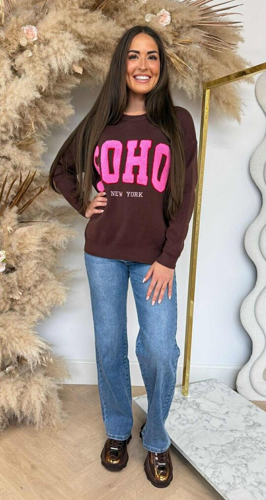 SOHO TEDDY TEKST SWEAT 388133 CHOCO SOHO TEDDY TEKST SWEAT 388133 CHOCO