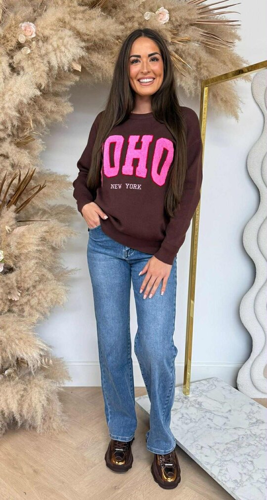 SOHO TEDDY TEKST SWEAT 388133 CHOCO SOHO TEDDY TEKST SWEAT 388133 CHOCO