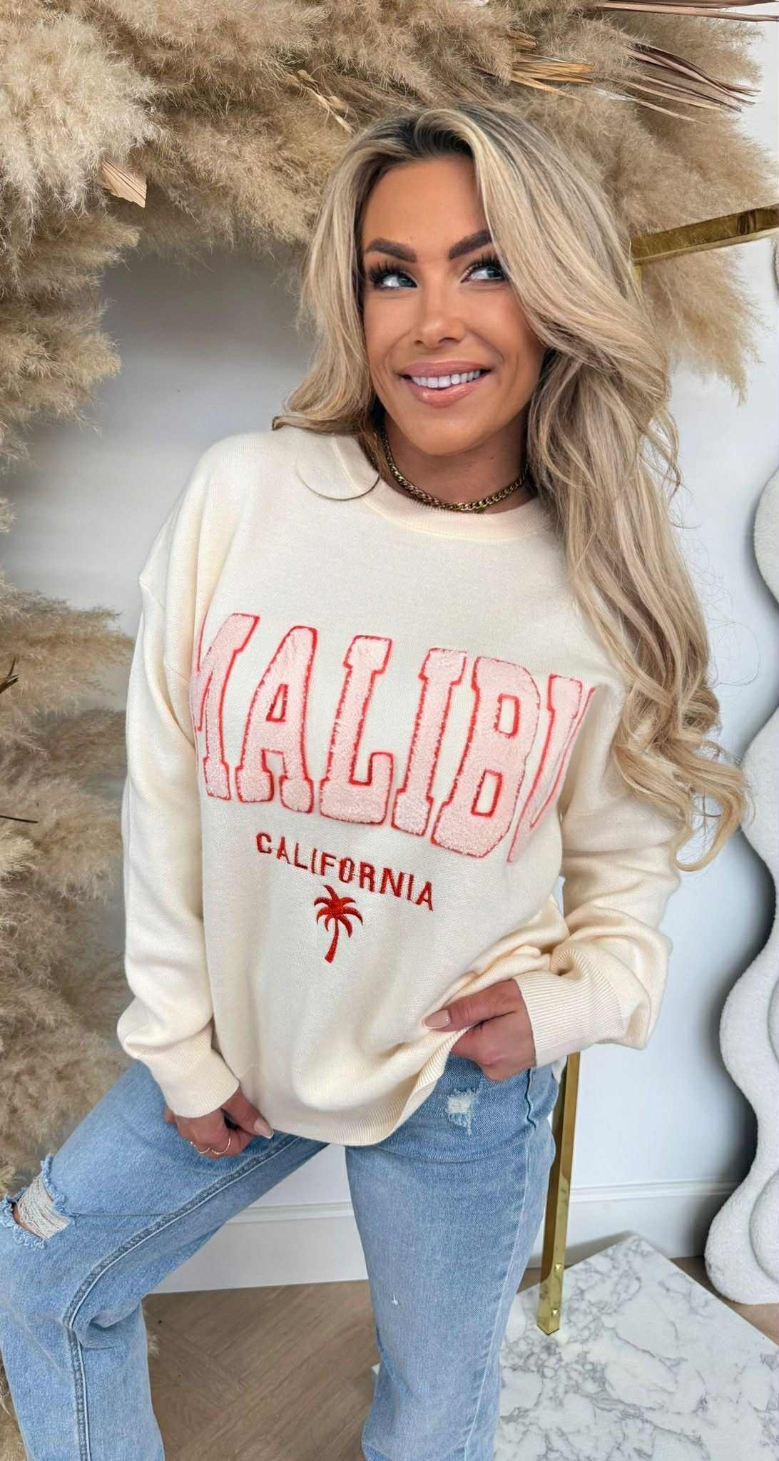 MALIBU TEDDY TEKST SWEAT 388135 BEIGE