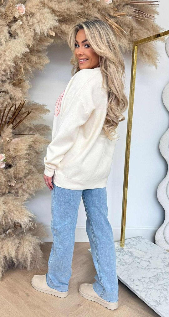 MALIBU TEDDY TEKST SWEAT 388135 BEIGE