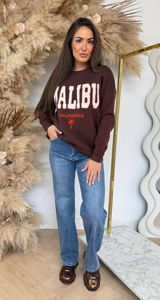 MALIBU TEDDY TEKST SWEAT 388135 CHOCO MALIBU TEDDY TEKST SWEAT 388135 CHOCO