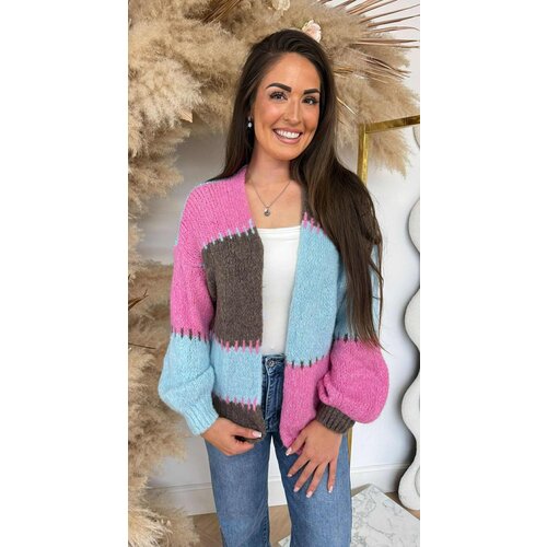SNUGGLE ME SOFTLY CARDIGAN BLUE/PINK/TAUPE SNUGGLE ME SOFTLY CARDIGAN BLUE/PINK/TAUPE