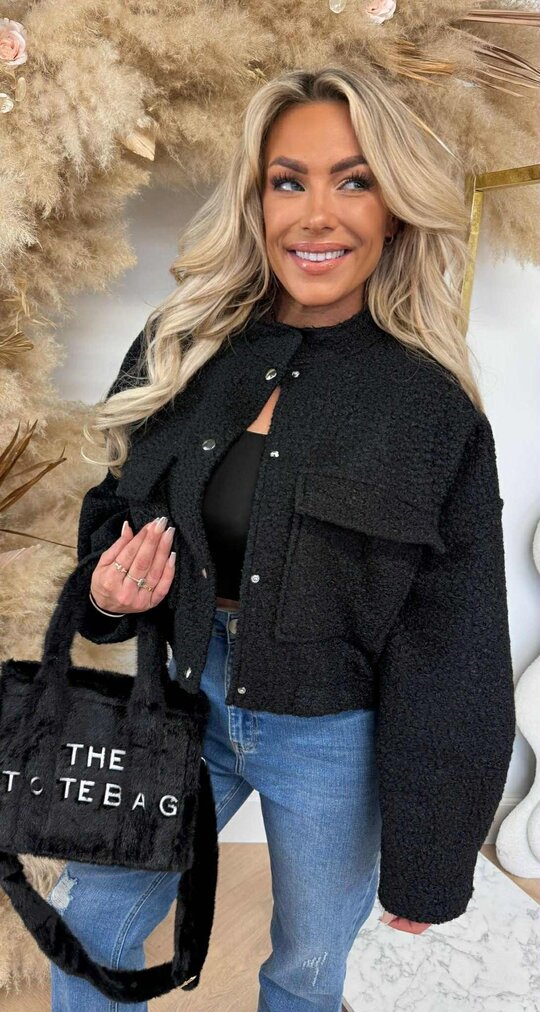 TEDDY BOMBER JACKET BLACK TEDDY BOMBER JACKET BLACK