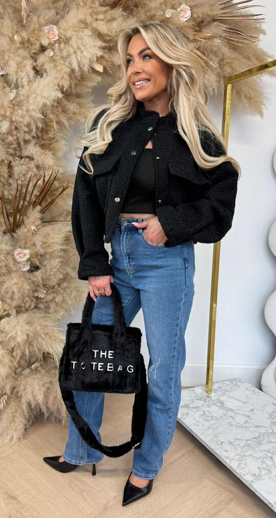 TEDDY BOMBER JACKET BLACK TEDDY BOMBER JACKET BLACK