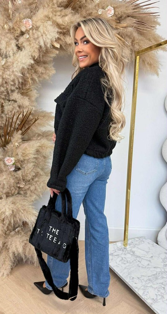 TEDDY BOMBER JACKET BLACK TEDDY BOMBER JACKET BLACK