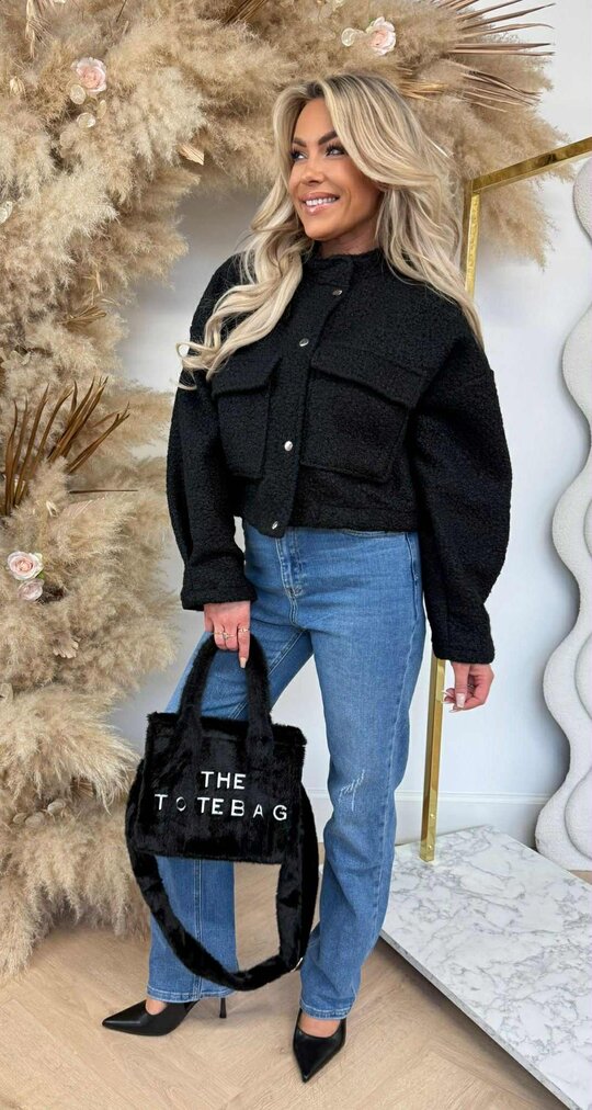 TEDDY BOMBER JACKET BLACK TEDDY BOMBER JACKET BLACK