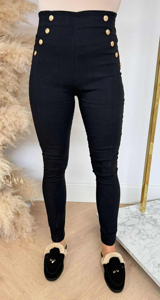 BUTTON STRETCHY TREGGING 786 BLACK