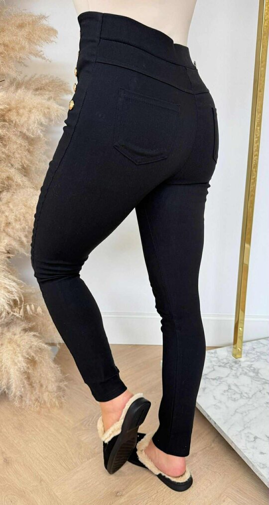 BUTTON STRETCHY TREGGING 786 BLACK