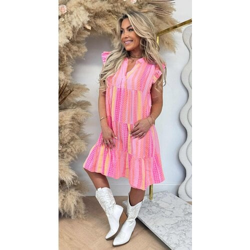 JULIE IBIZA PRINT DRESS PINK/COLOR JULIE IBIZA PRINT DRESS PINK/COLOR