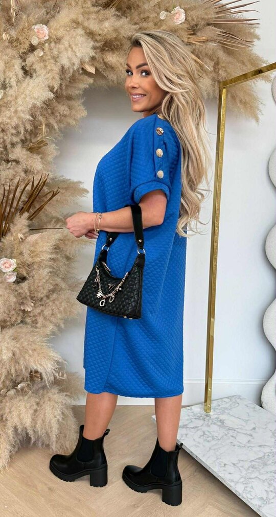 BUTTON CHIQUE LONG SHIRT BLUE BUTTON CHIQUE LONG SHIRT BLUE