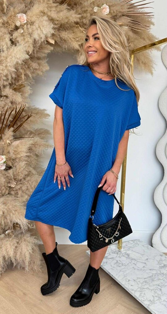 BUTTON CHIQUE LONG SHIRT BLUE BUTTON CHIQUE LONG SHIRT BLUE