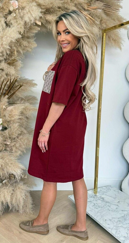 INSPIRED POCKET LONG TEE  BURGUNDY