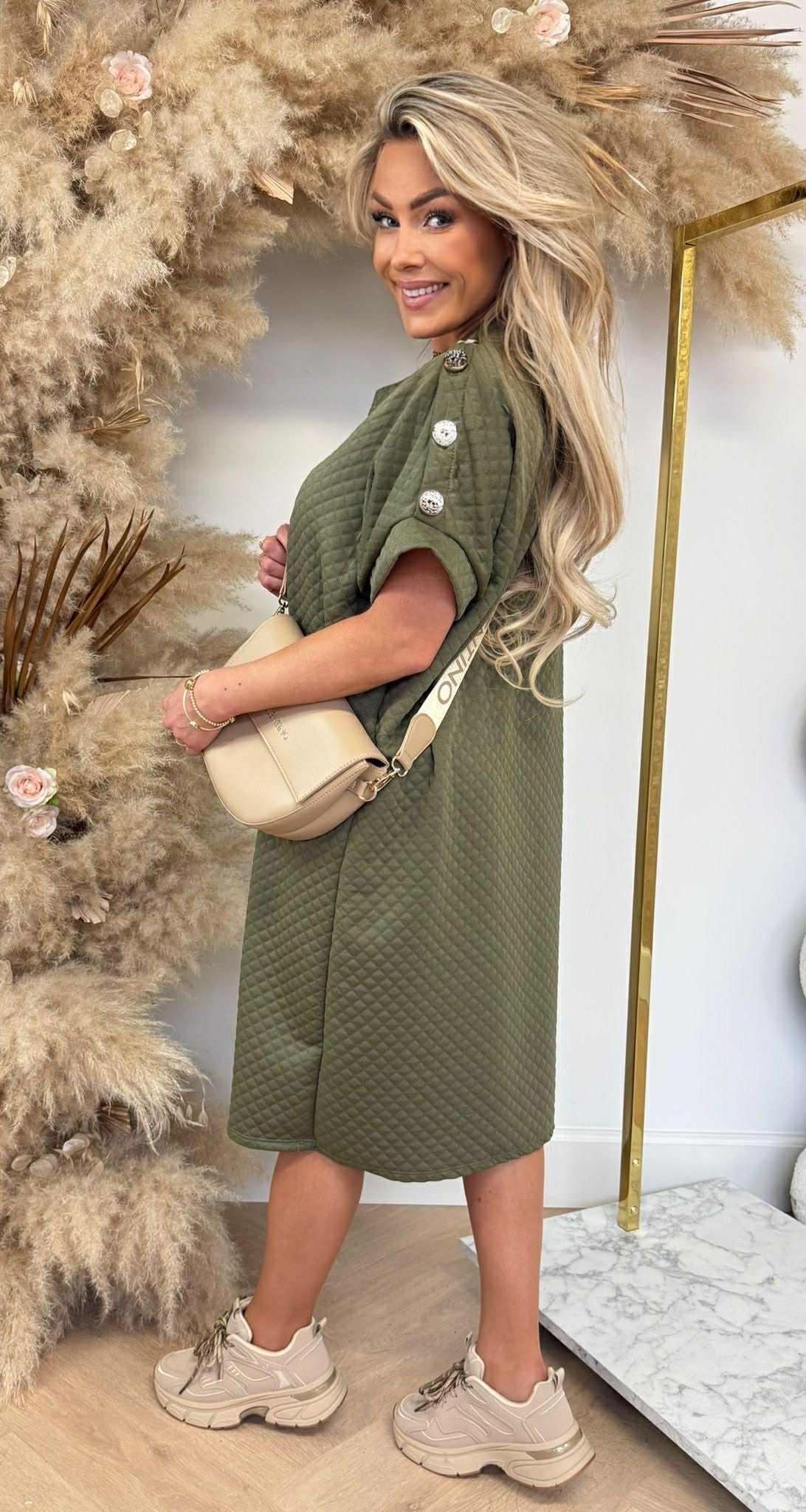 BUTTON CHIQUE LONG SHIRT ARMYGREEN