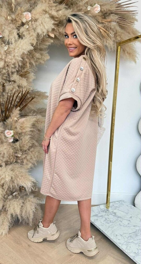 BUTTON CHIQUE LONG SHIRT BEIGE BUTTON CHIQUE LONG SHIRT BEIGE