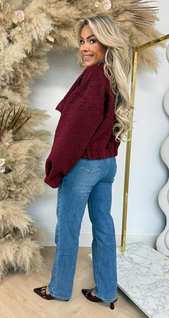 TEDDY BOMBER JACKET BURGUNDY TEDDY BOMBER JACKET BURGUNDY