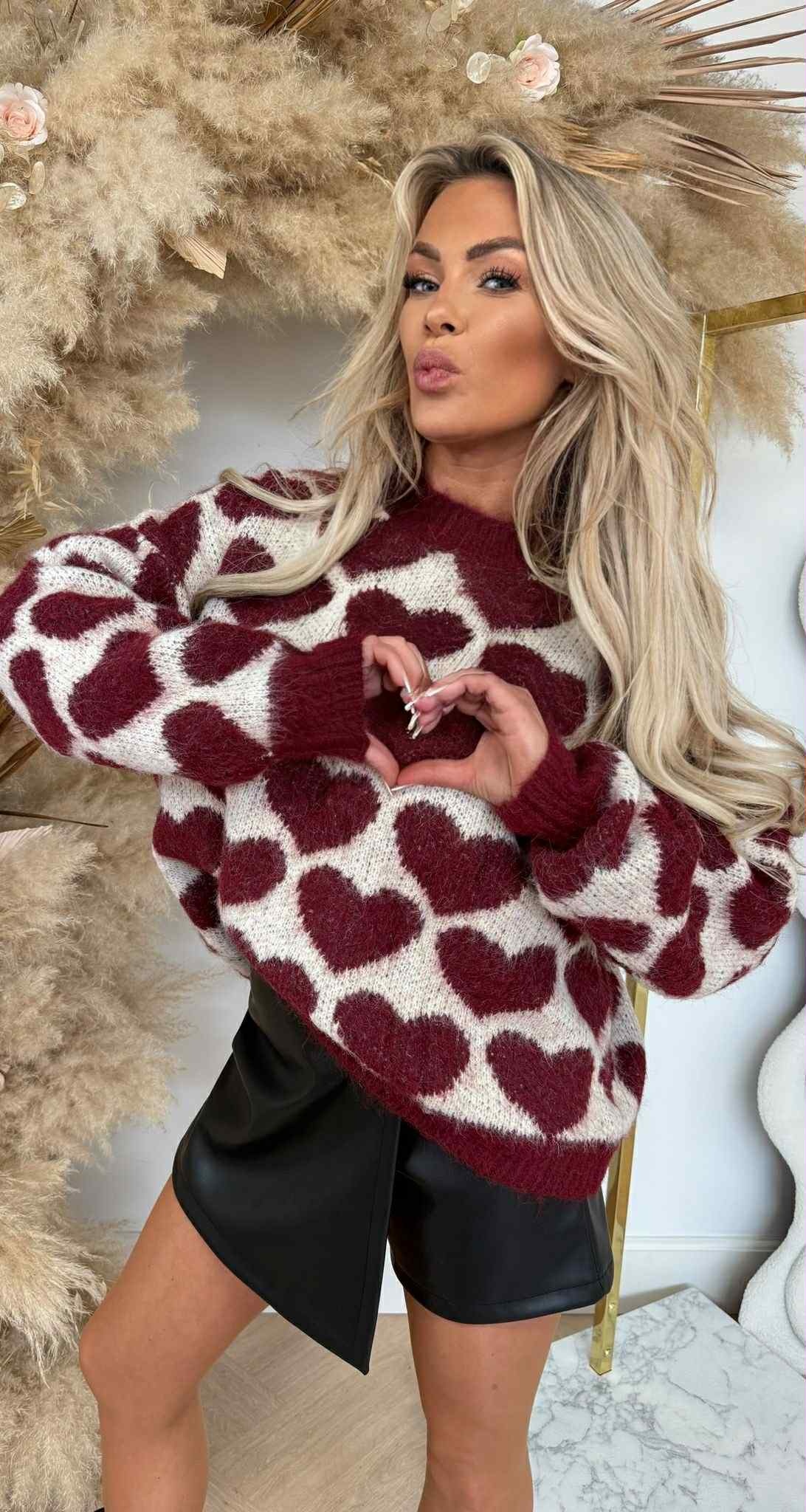 LOVE SWEAT 7207 WINE/BEIGE