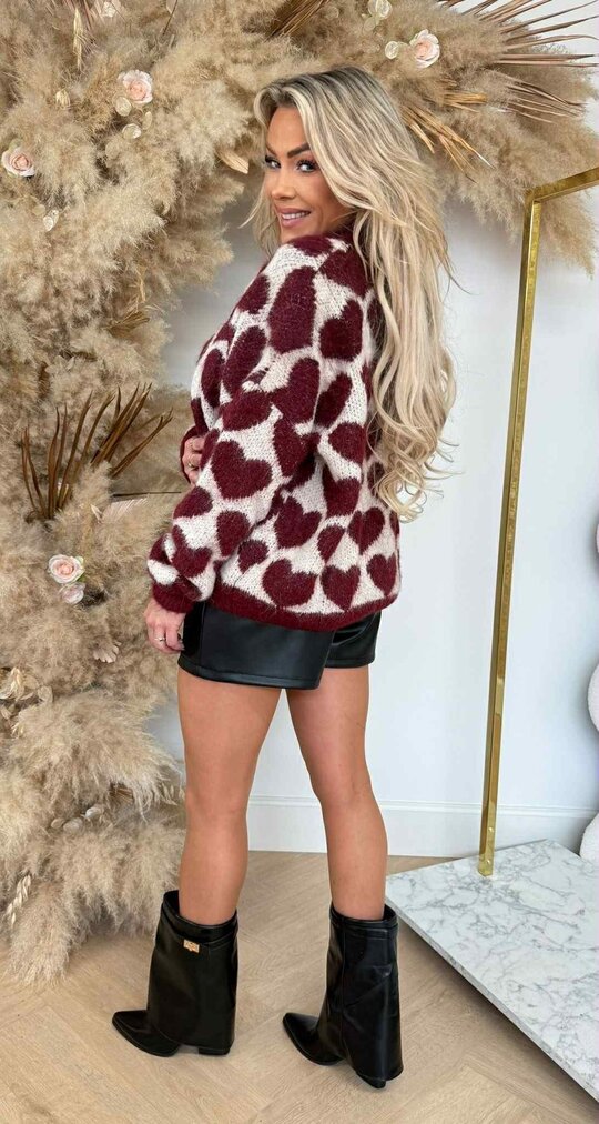 LOVE SWEAT 7207 WINE/BEIGE