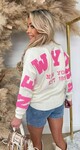 NEW YORK TEDDY TEKST SWEAT 180 LIGHTBEIGE/PINK