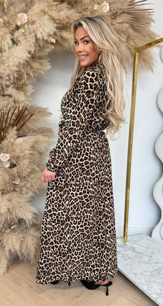 LIEKE ANIMAL PRINT MAXI DRESS SMALL LEOPARD