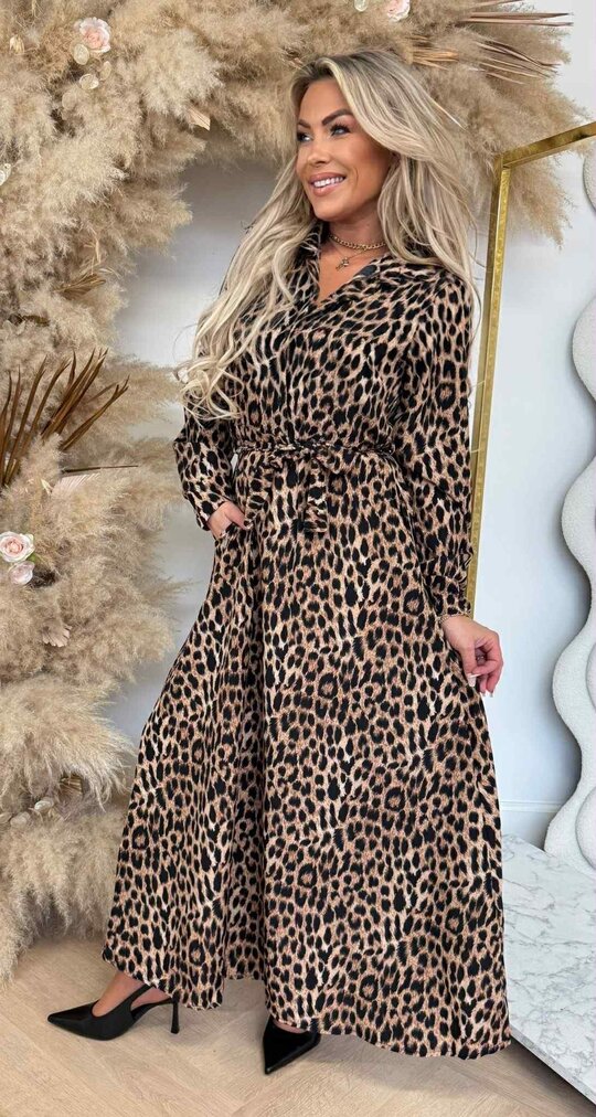 LIEKE ANIMAL PRINT MAXI DRESS BIG LEOPARD LIEKE ANIMAL PRINT MAXI DRESS BIG LEOPARD