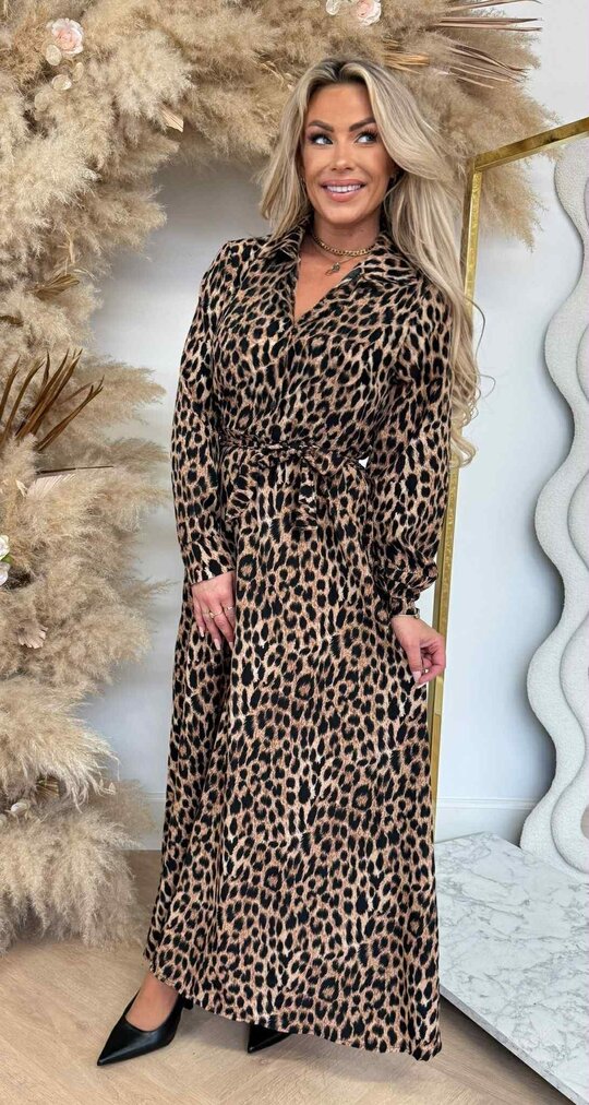LIEKE ANIMAL PRINT MAXI DRESS BIG LEOPARD LIEKE ANIMAL PRINT MAXI DRESS BIG LEOPARD