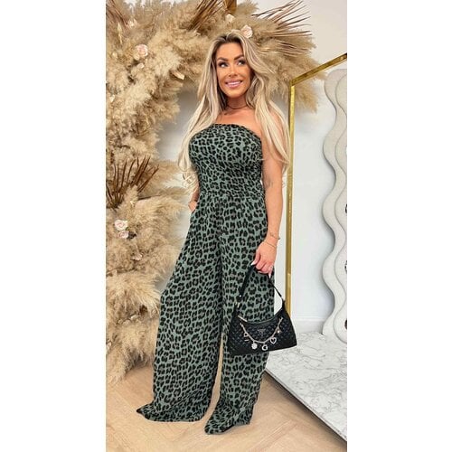ZOEY STRAPLESS COTTON JUMPSUIT GREEN ZOEY STRAPLESS COTTON JUMPSUIT GREEN
