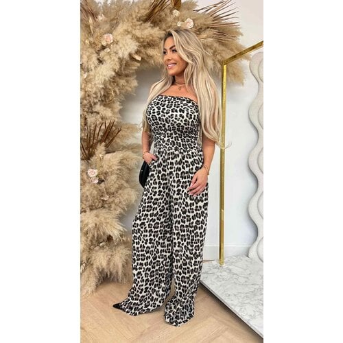 ZOEY STRAPLESS COTTON JUMPSUIT BEIGE ZOEY STRAPLESS COTTON JUMPSUIT BEIGE