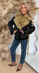 FAKE FUR ZIP COAT 8819 BLACK