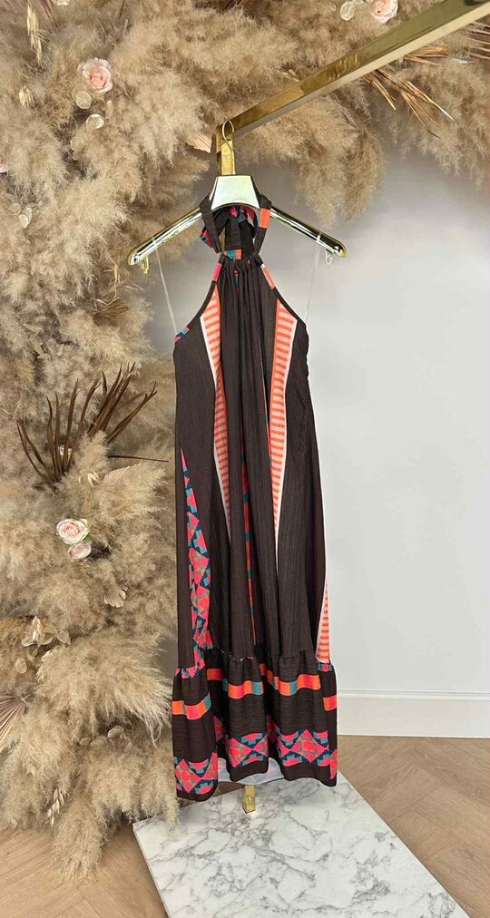 SOFIE HALTER SUMMER DRESS CHOCO