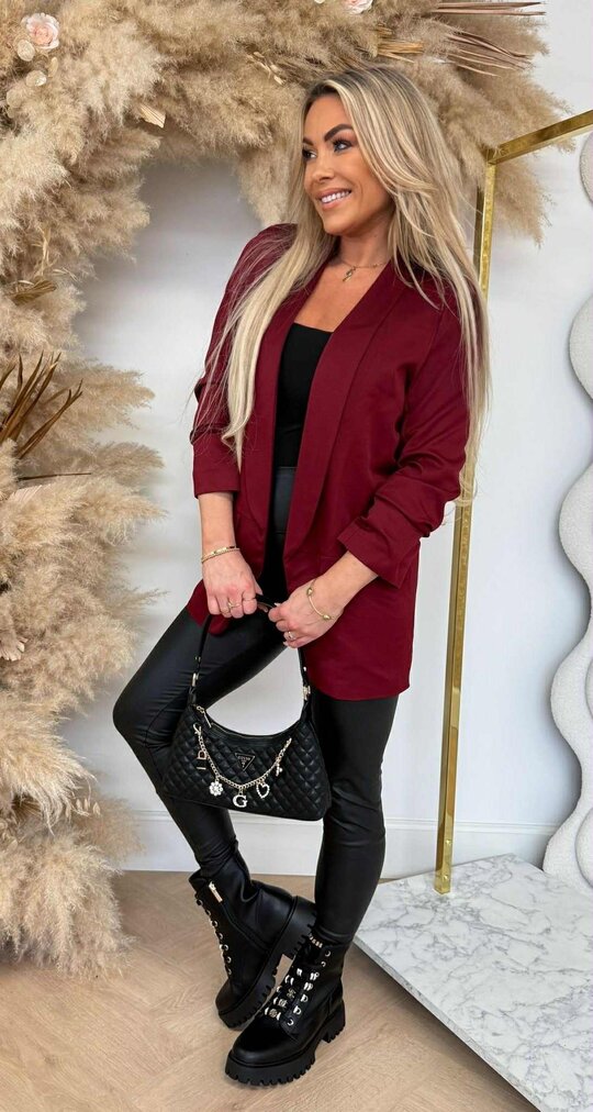 MUSTHAVE CROPPED MOUW BLAZER BORDEAUX