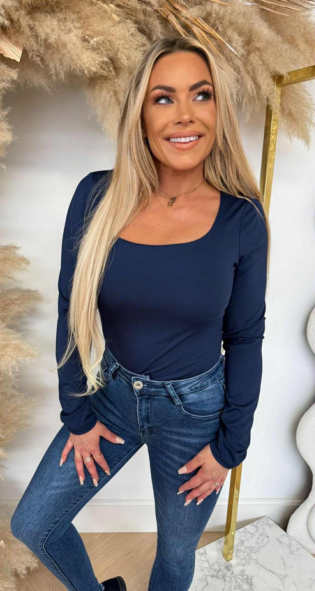 MILLY BASIC TRAVEL LONGSLEEVE TOP NAVY