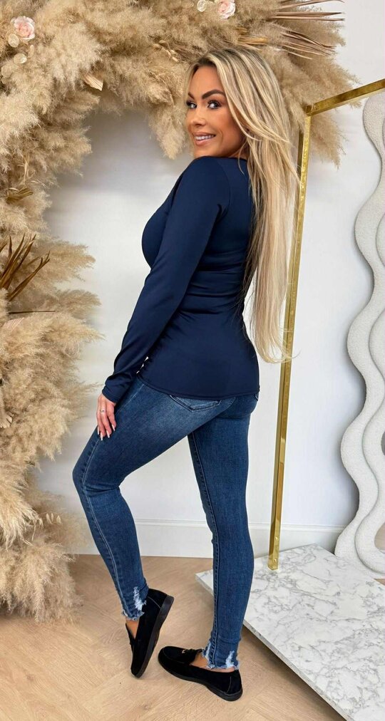 MILLY BASIC TRAVEL LONGSLEEVE TOP NAVY