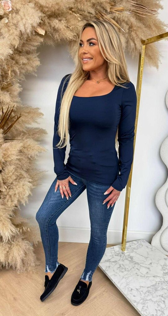 MILLY BASIC TRAVEL LONGSLEEVE TOP NAVY