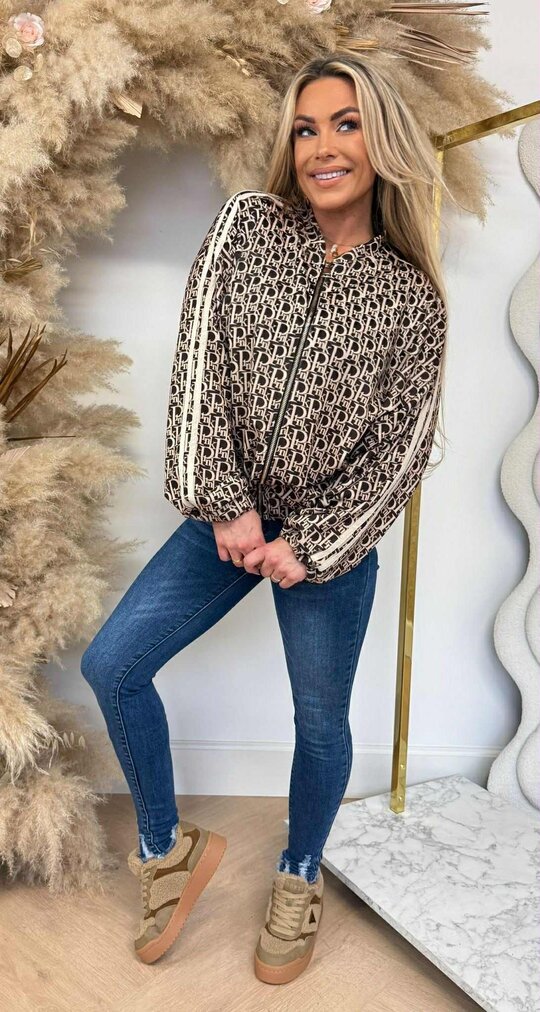 AMAZING LOGO PINK ZIP JACKET BEIGE AMAZING LOGO PINK ZIP JACKET BEIGE