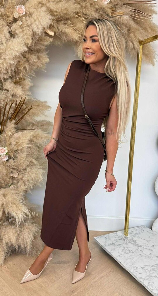 CLASSY SPLIT DRESS LONG 5180 CHOCO CLASSY SPLIT DRESS LONG 5180 CHOCO